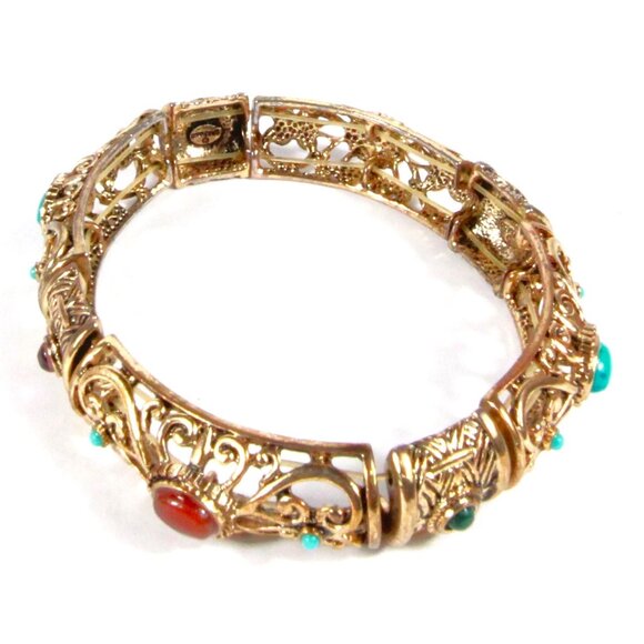 Vintage R. J. Graziano Gold Tone Strech Bracelet - Picture 4 of 6